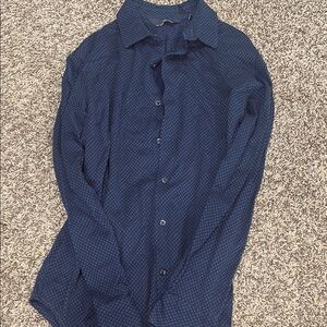 Blue Casual Button Down Shirt with Textured Fabric